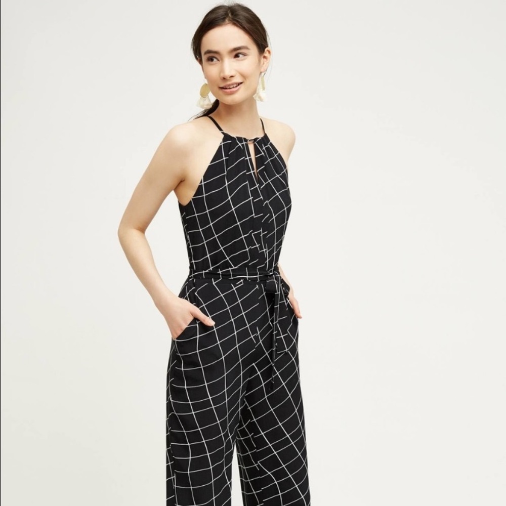 Anthropology Black Windowpane Jumpsuit Sanctuary